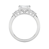 1.5CTW Emerald Shaped Lab Grown Diamond (F/VS) East West Accented Three Stone Ring in 14K Gold