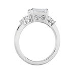 1.5CTW Emerald Shaped Lab Grown Diamond (F/VS) East West Accented Three Stone Ring in 14K Gold