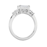 1.5CTW Emerald Shaped Lab Grown Diamond (F/VS) East West Accented Three Stone Ring in 14K Gold