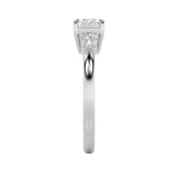1.5CTW Emerald Shaped Lab Grown Diamond (F/VS) East West Accented Three Stone Ring in 14K Gold