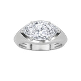 2CTW Marquise Shaped Lab Grown Diamond (F/VS) East West Solitaire Ring in 14K Gold