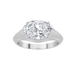 2CTW Oval Shaped Lab Grown Diamond (F/VS) East West Solitaire Ring in 14K Gold