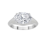 2CTW Oval Shaped Lab Grown Diamond (F/VS) East West Solitaire Ring in 14K Gold