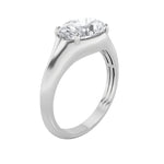 2CTW Oval Shaped Lab Grown Diamond (F/VS) East West Solitaire Ring in 14K Gold