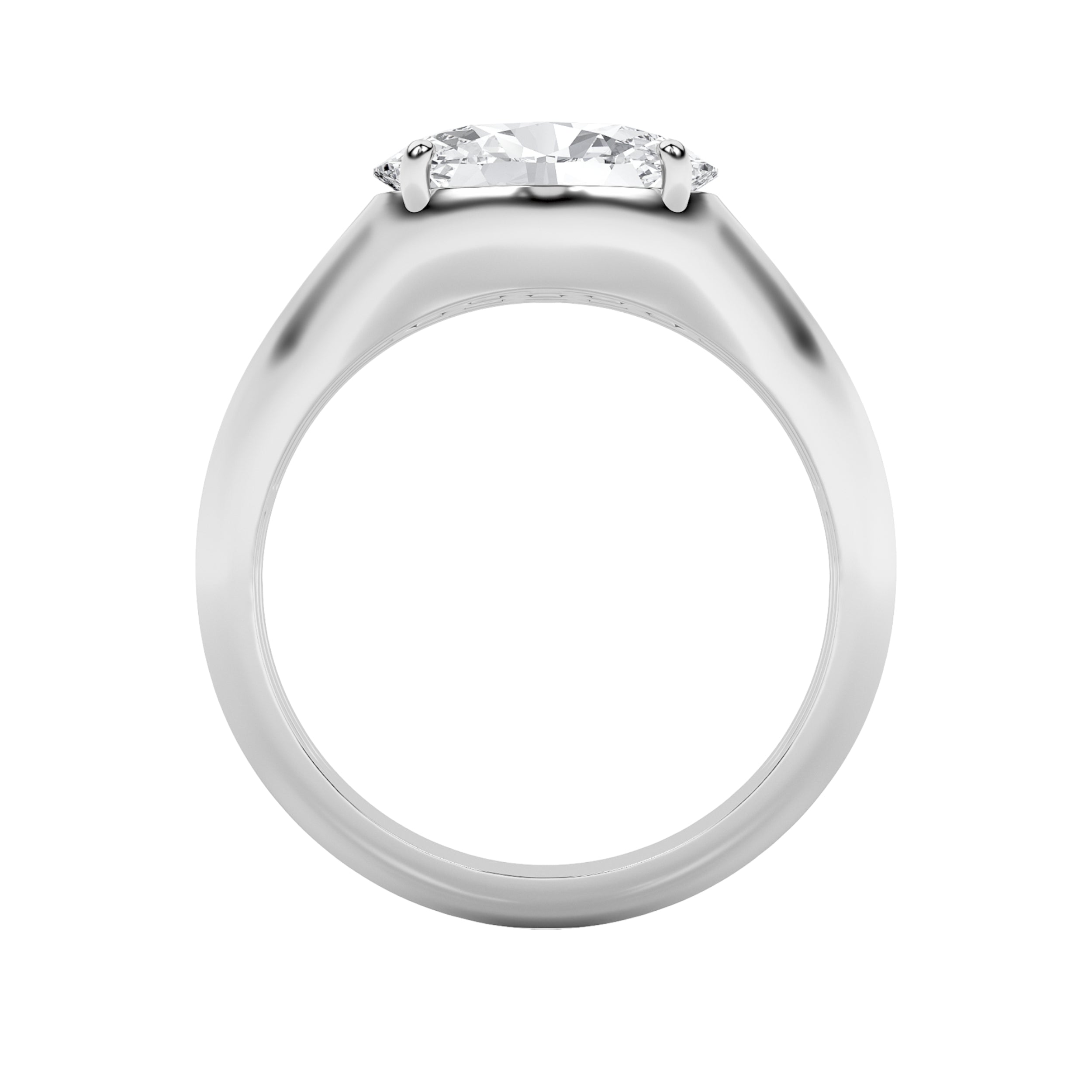 2CTW Oval Shaped Lab Grown Diamond (F/VS) East West Solitaire Ring in 14K Gold