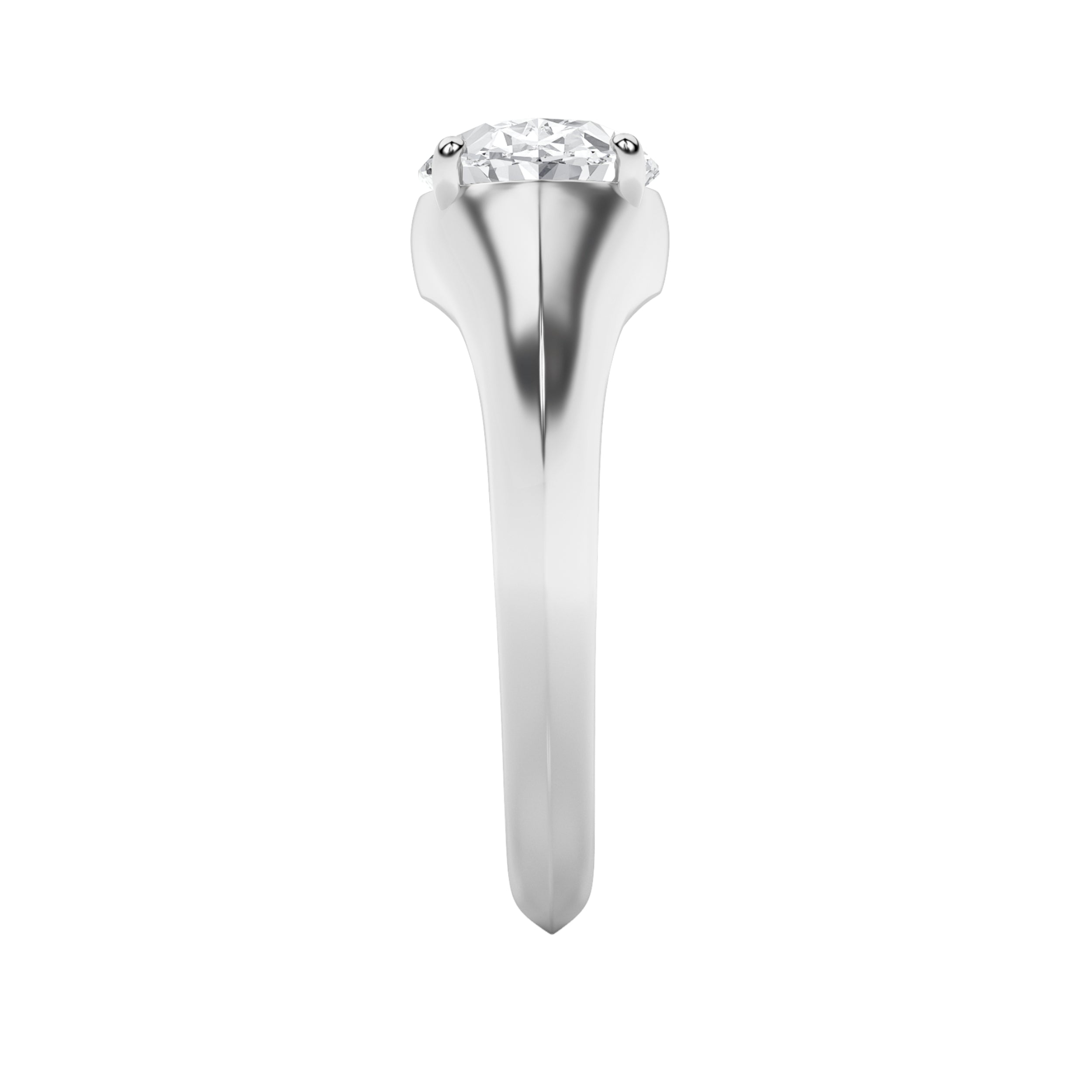 2CTW Oval Shaped Lab Grown Diamond (F/VS) East West Solitaire Ring in 14K Gold