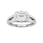 2.5CTW Emerald Shaped Lab Grown Diamond (F/VS) East West Solitaire Ring in 14K Gold
