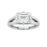 2.5CTW Emerald Shaped Lab Grown Diamond (F/VS) East West Solitaire Ring in 14K Gold