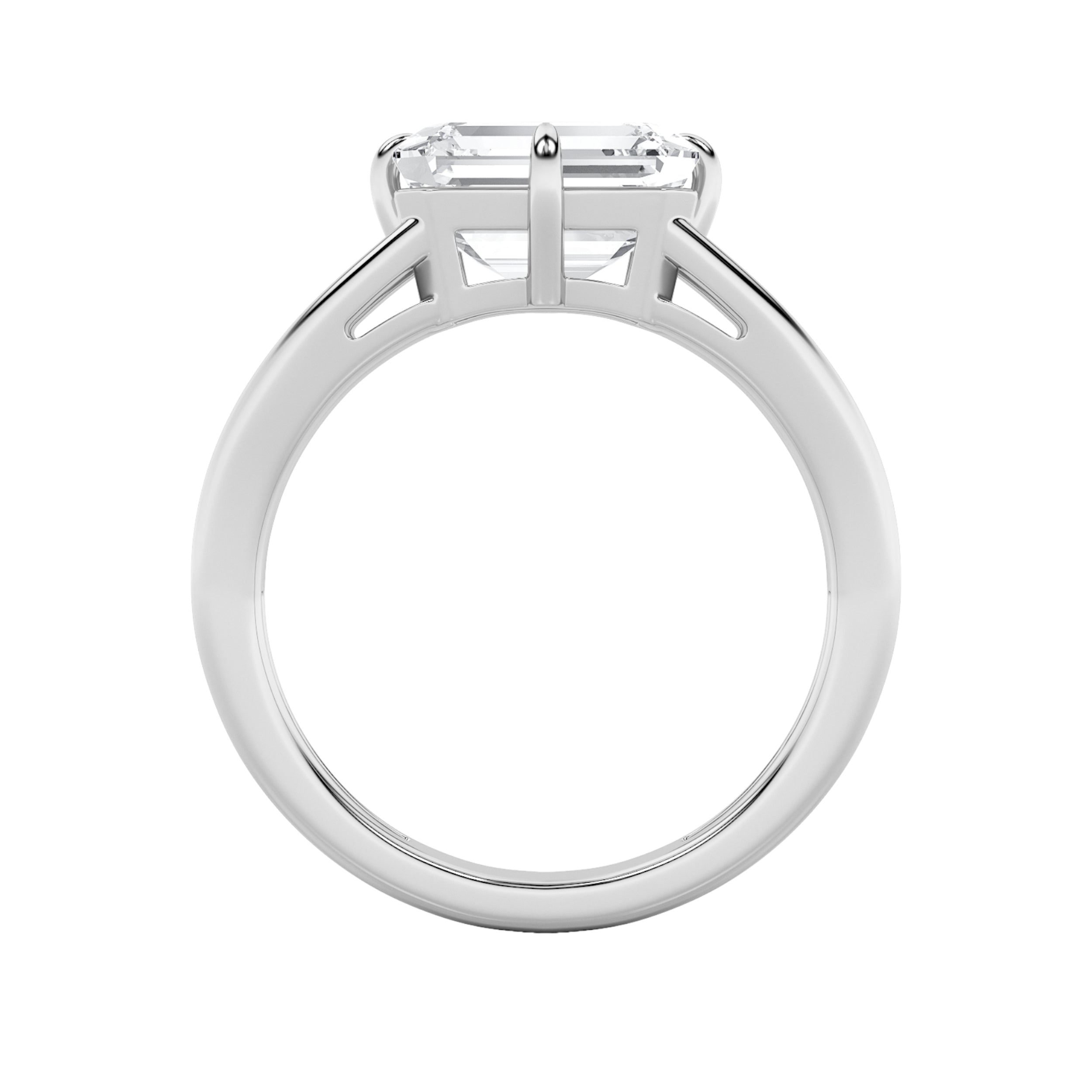 2.5CTW Emerald Shaped Lab Grown Diamond (F/VS) East West Solitaire Ring in 14K Gold