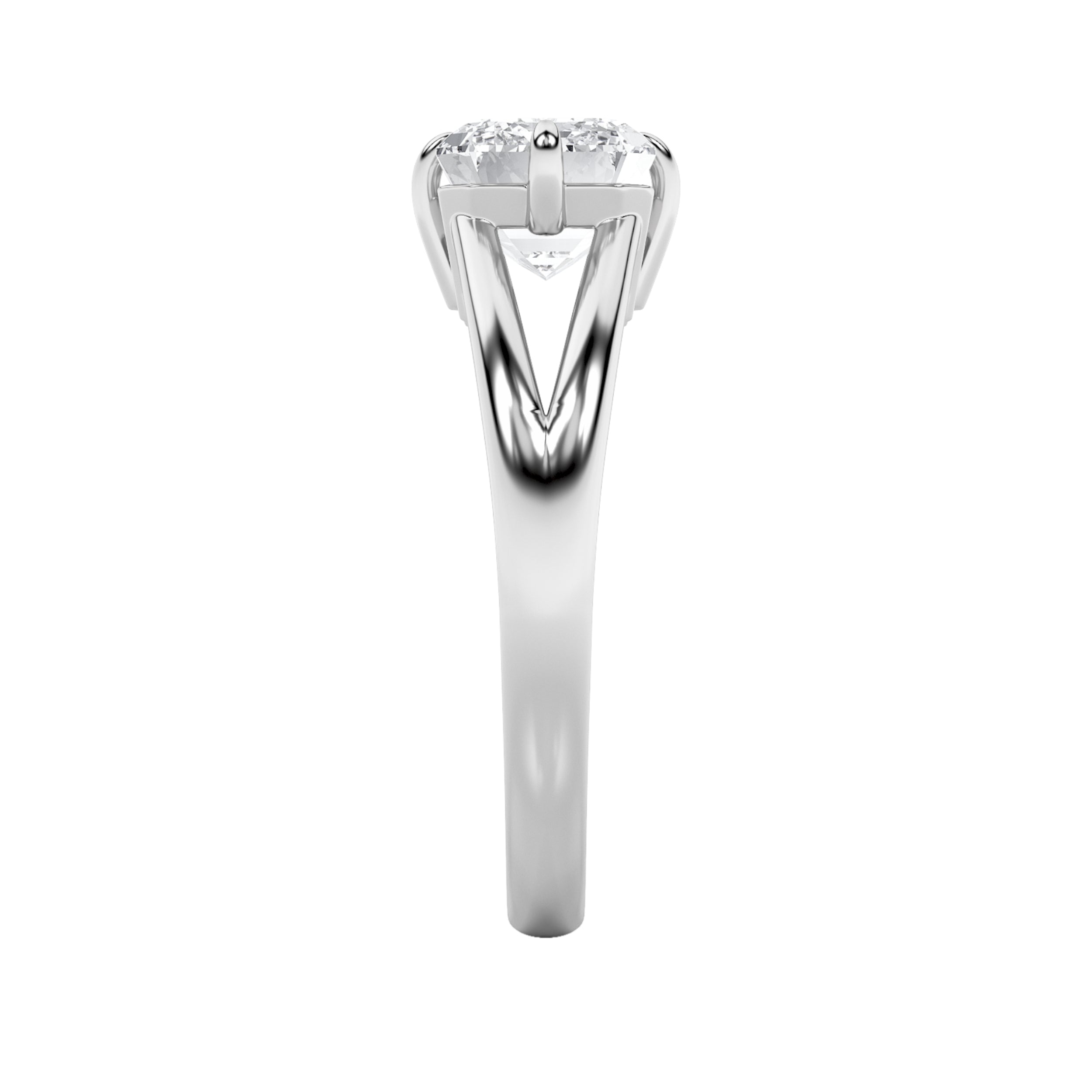 2.5CTW Emerald Shaped Lab Grown Diamond (F/VS) East West Solitaire Ring in 14K Gold