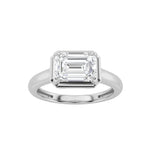 1.5CTW Emerald Shaped Lab Grown Diamond (F/VS) East West Solitaire Ring in 14K Gold