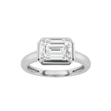 1.5CTW Emerald Shaped Lab Grown Diamond (F/VS) East West Solitaire Ring in 14K Gold