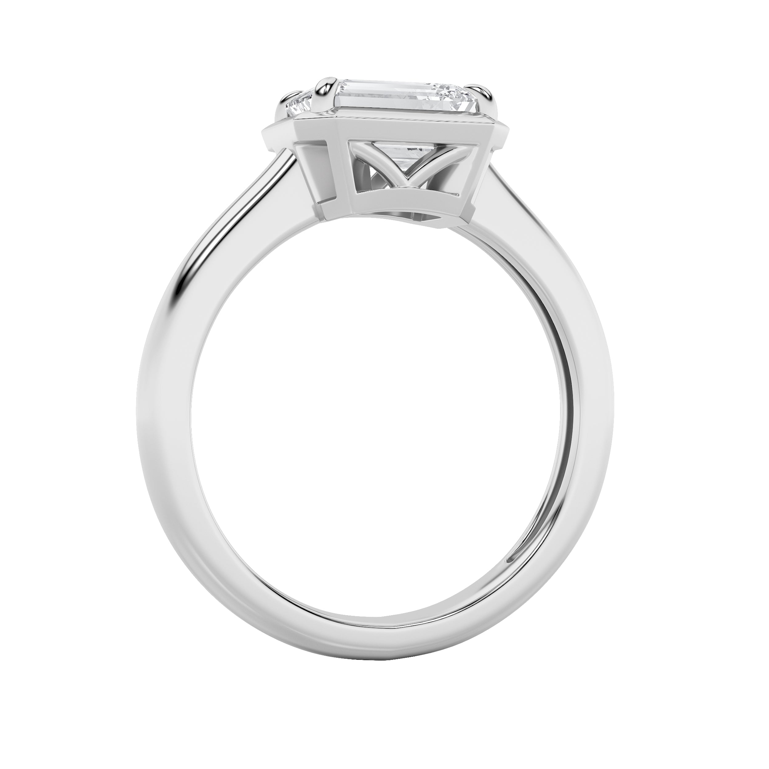 1.5CTW Emerald Shaped Lab Grown Diamond (F/VS) East West Solitaire Ring in 14K Gold