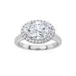 2CTW Oval Shaped Lab Grown Diamond (F/VS) East West Accented Solitaire Ring in 14K Gold