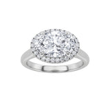 2CTW Oval Shaped Lab Grown Diamond (F/VS) East West Accented Solitaire Ring in 14K Gold