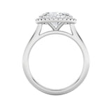 2CTW Oval Shaped Lab Grown Diamond (F/VS) East West Accented Solitaire Ring in 14K Gold