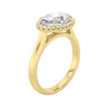 2CTW Oval Shaped Lab Grown Diamond (F/VS) East West Accented Solitaire Ring in 14K Gold
