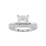 1.5CTW Emerald Shaped Lab Grown Diamond (F/VS) East West Accented Solitaire Ring in 14K Gold