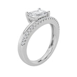 1.5CTW Emerald Shaped Lab Grown Diamond (F/VS) East West Accented Solitaire Ring in 14K Gold