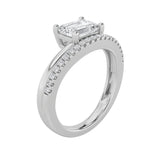 1.5CTW Emerald Shaped Lab Grown Diamond (F/VS) East West Accented Solitaire Ring in 14K Gold