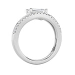 1.5CTW Emerald Shaped Lab Grown Diamond (F/VS) East West Accented Solitaire Ring in 14K Gold