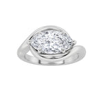 2CTW Marquise Shaped Lab Grown Diamond (F/VS) East West Solitaire Ring in 14K Gold