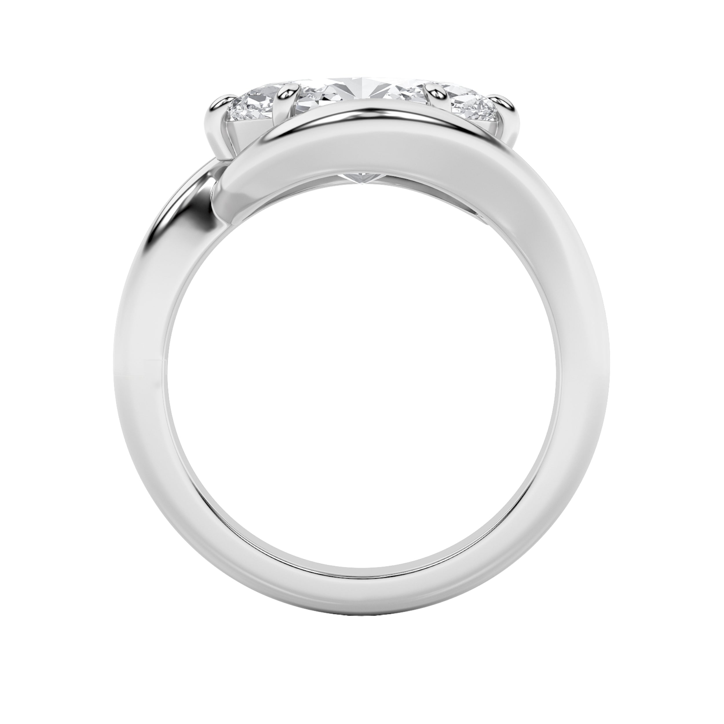 2CTW Marquise Shaped Lab Grown Diamond (F/VS) East West Solitaire Ring in 14K Gold