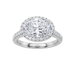 2CTW Oval Shaped Lab Grown Diamond (F/VS) East West Accented Solitaire Ring in 14K Gold