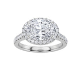 2CTW Oval Shaped Lab Grown Diamond (F/VS) East West Accented Solitaire Ring in 14K Gold