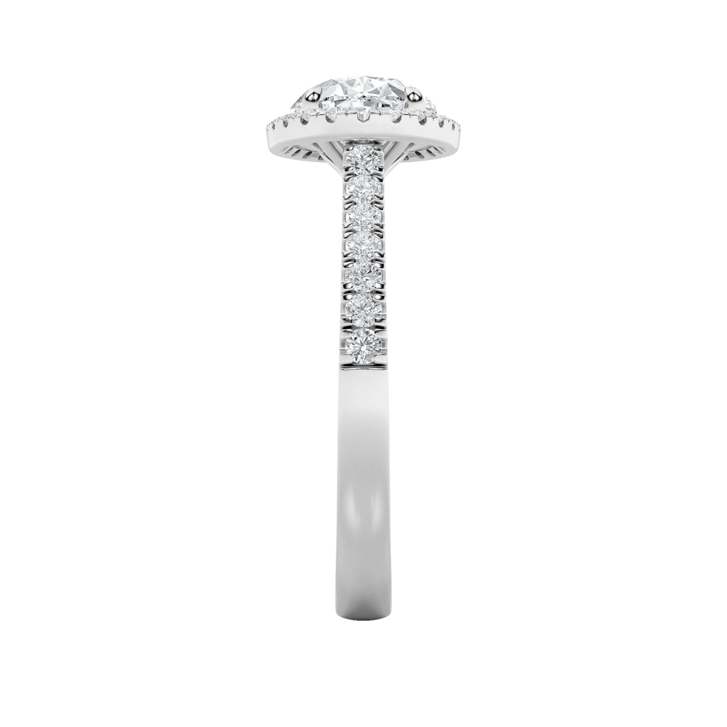 2CTW Oval Shaped Lab Grown Diamond (F/VS) East West Accented Solitaire Ring in 14K Gold