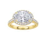2CTW Oval Shaped Lab Grown Diamond (F/VS) East West Accented Solitaire Ring in 14K Gold