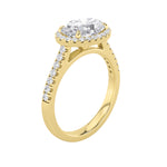 2CTW Oval Shaped Lab Grown Diamond (F/VS) East West Accented Solitaire Ring in 14K Gold
