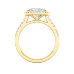 2CTW Oval Shaped Lab Grown Diamond (F/VS) East West Accented Solitaire Ring in 14K Gold