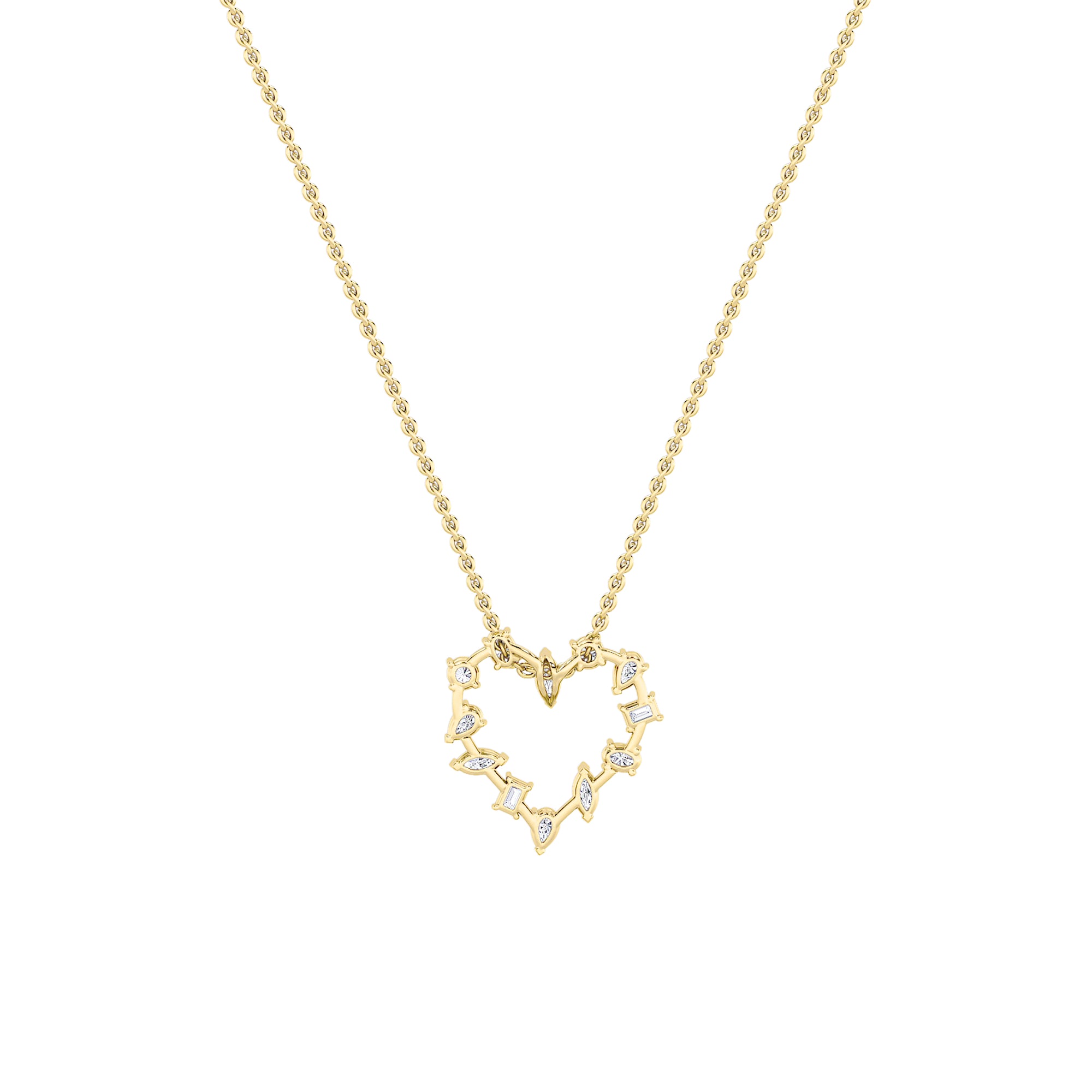 2.5CTW Emerald Shaped Lab Grown Diamond (F/VS) Heart Shaped Pendant in 14K Gold
