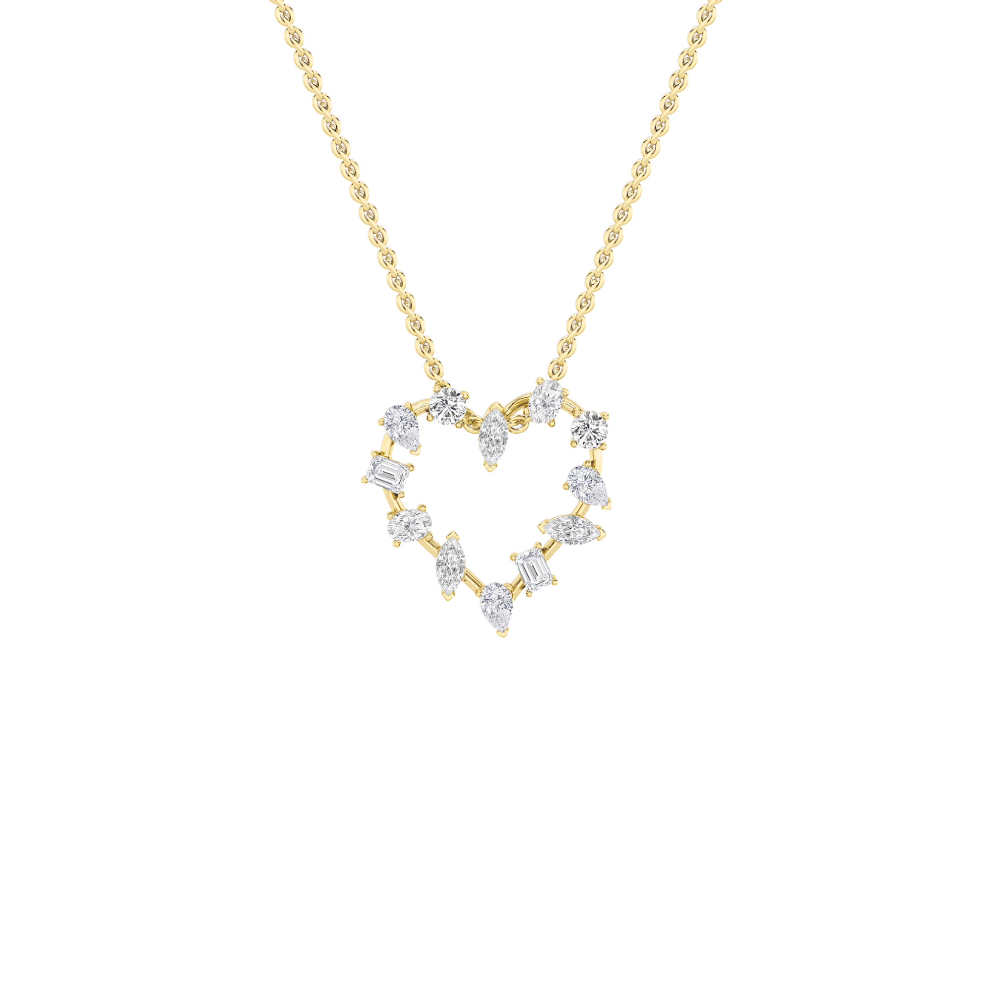 2.5CTW Emerald Shaped Lab Grown Diamond (F/VS) Heart Shaped Pendant in 14K Gold