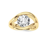 2CTW Round Shaped Lab Grown Diamond (F/VS) East West Solitaire Fancy Ring in 14K Gold