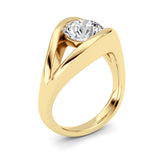 2CTW Round Shaped Lab Grown Diamond (F/VS) East West Solitaire Fancy Ring in 14K Gold
