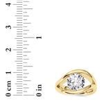 2CTW Round Shaped Lab Grown Diamond (F/VS) East West Solitaire Fancy Ring in 14K Gold
