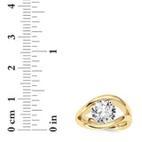 2CTW Round Shaped Lab Grown Diamond (F/VS) East West Solitaire Fancy Ring in 14K Gold