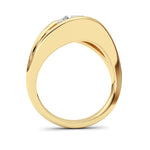 2CTW Round Shaped Lab Grown Diamond (F/VS) East West Solitaire Fancy Ring in 14K Gold
