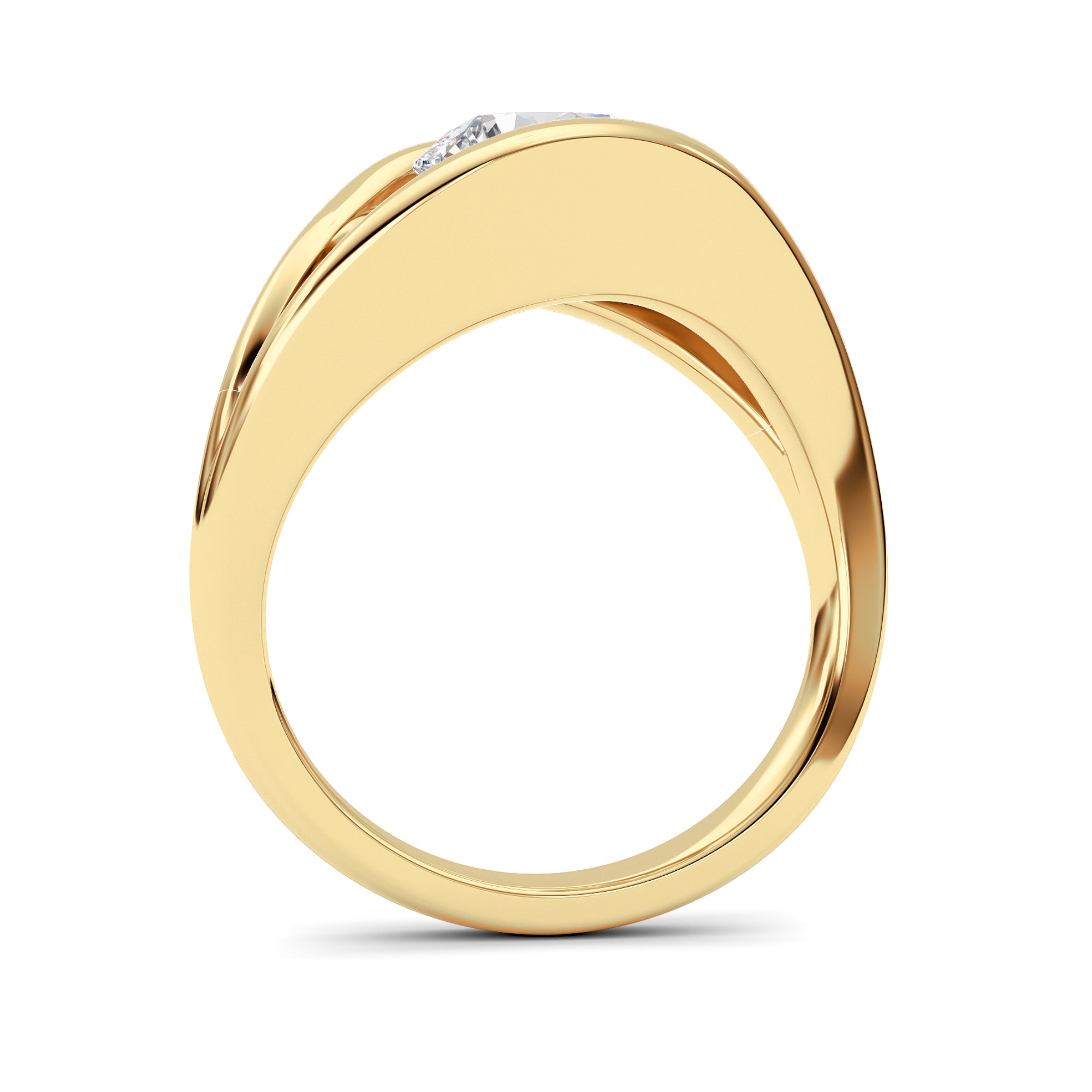 2CTW Round Shaped Lab Grown Diamond (F/VS) East West Solitaire Fancy Ring in 14K Gold