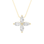1CTW Marquise Shaped Lab Grown Diamond (F/VS) Flower Fashion Pendant in 14K Gold