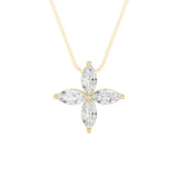 1CTW Marquise Shaped Lab Grown Diamond (F/VS) Flower Fashion Pendant in 14K Gold
