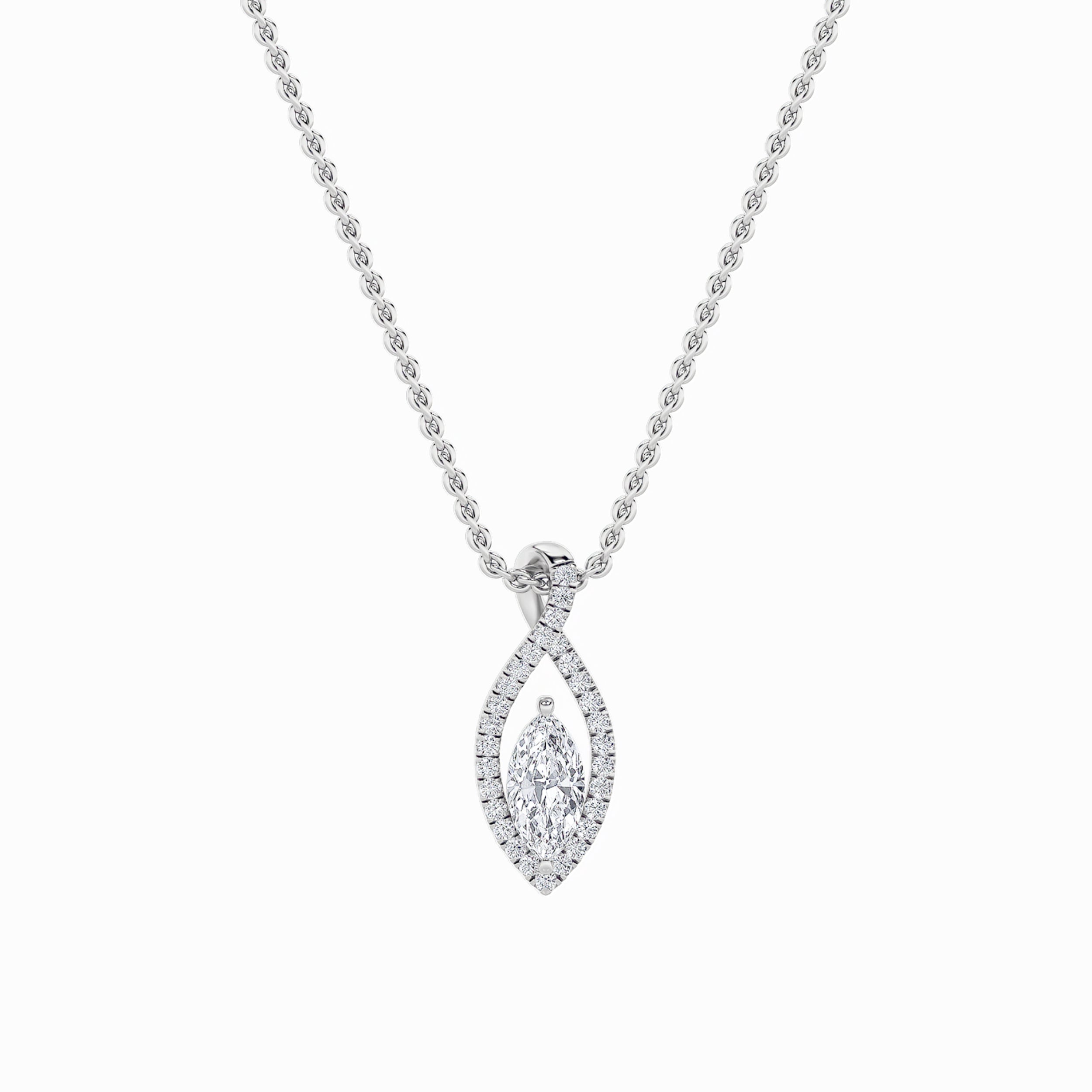 1.25CTW Marquise Shaped Lab Grown Diamond (F/VS) Heart Shaped Pendant in 14K Gold