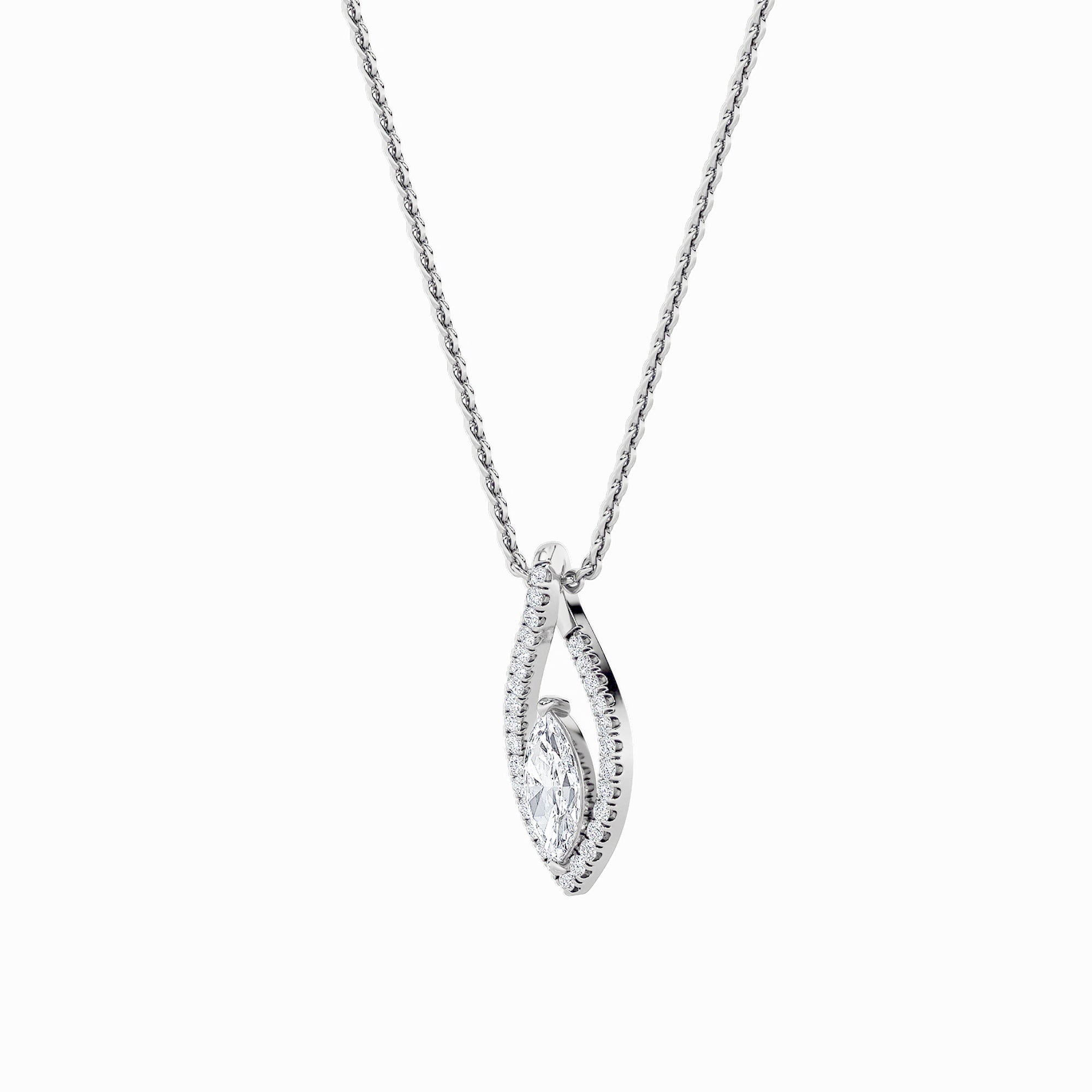 1.25CTW Marquise Shaped Lab Grown Diamond (F/VS) Heart Shaped Pendant in 14K Gold