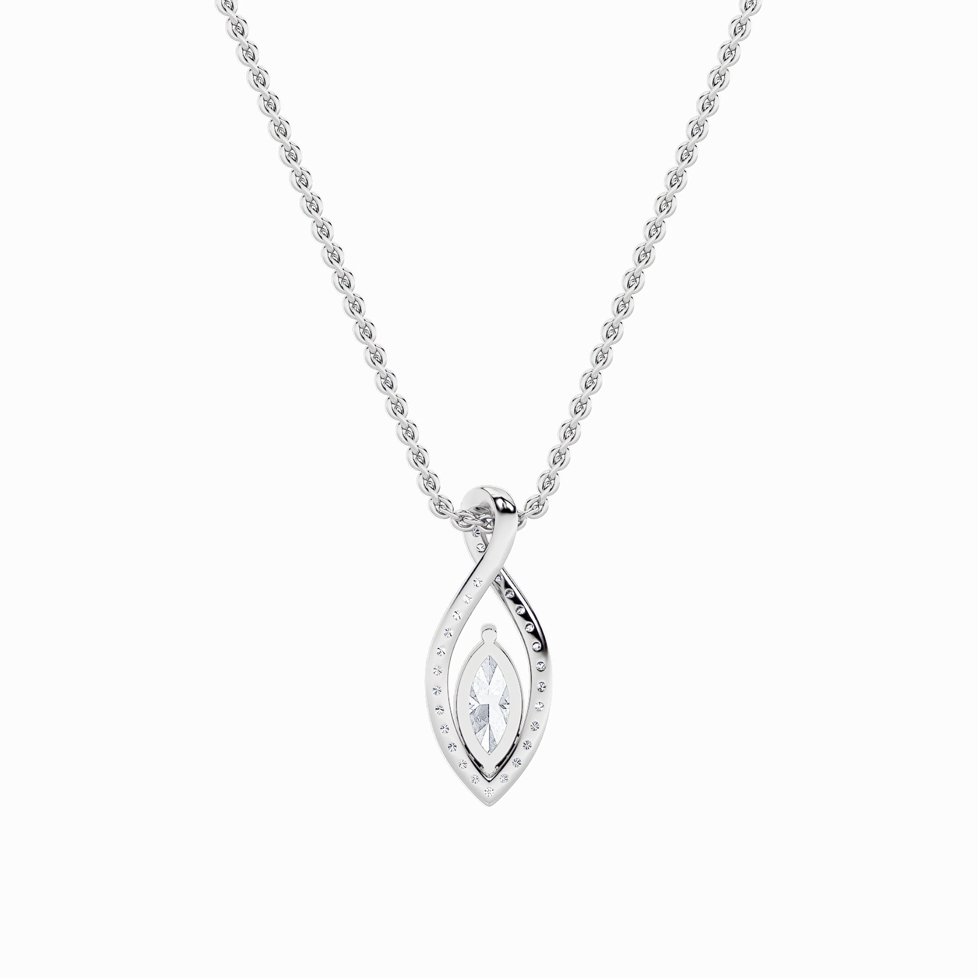 1.25CTW Marquise Shaped Lab Grown Diamond (F/VS) Heart Shaped Pendant in 14K Gold
