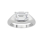 2CTW Emerald Shaped Lab Grown Diamond (G/VS) East West Solitaire Ring in 14K Gold