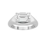 2CTW Emerald Shaped Lab Grown Diamond (G/VS) East West Solitaire Ring in 14K Gold