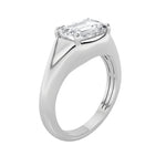 2CTW Emerald Shaped Lab Grown Diamond (G/VS) East West Solitaire Ring in 14K Gold