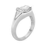 2CTW Emerald Shaped Lab Grown Diamond (G/VS) East West Solitaire Ring in 14K Gold